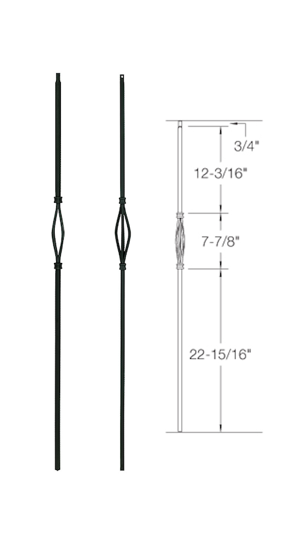 T18 Iron Baluster ⋅ Single Basket: Slimline ⋅ 1/2" Square