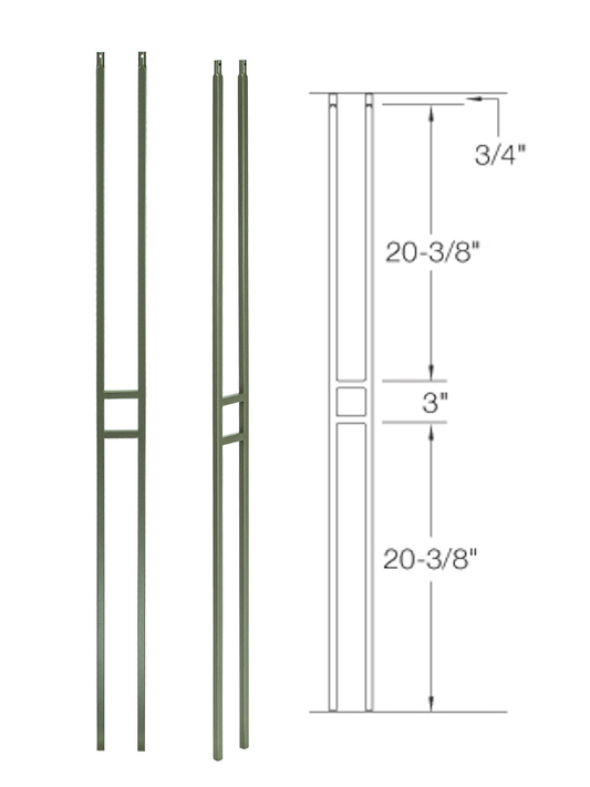 T20 Iron Baluster ⋅ Craftsman Single Panel ⋅ 1/2" Square