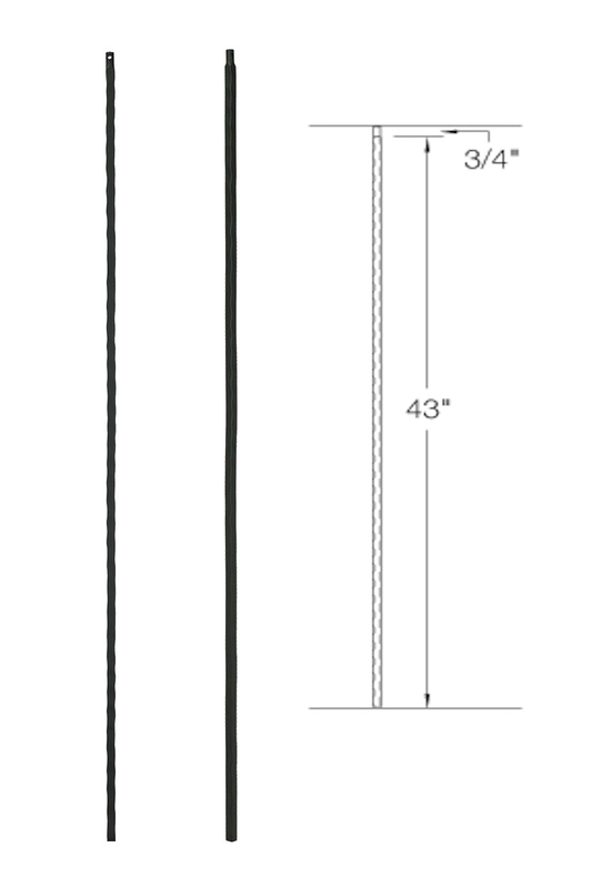 T33 Iron Baluster ⋅ Hammered Edge: Plain ⋅ 1/2" Square