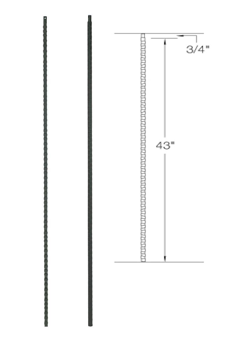 T40 Iron Baluster ⋅ Hammered Face: Plain ⋅ 1/2" Square