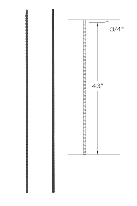 T40 Iron Baluster ⋅ Hammered Face: Plain ⋅ 1/2" Square