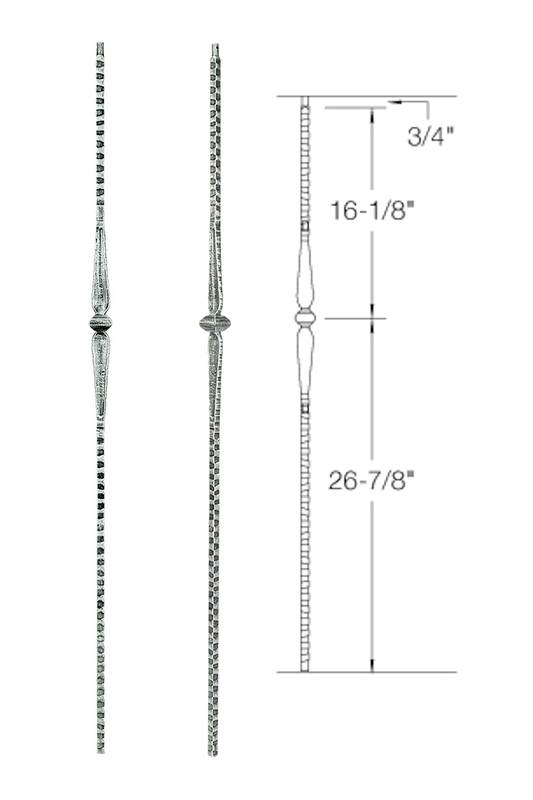 T41 Iron Baluster ⋅ Hammered Face: Single Knuckle with Spoons ⋅ 1/2" Square