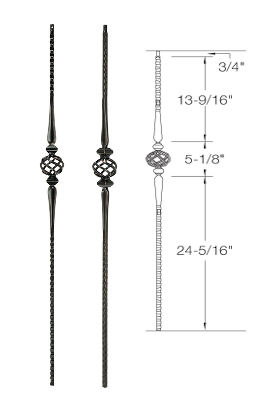T43 Iron Baluster ⋅ Hammered Face: Single Basket with Spoons ⋅ 1/2" Square