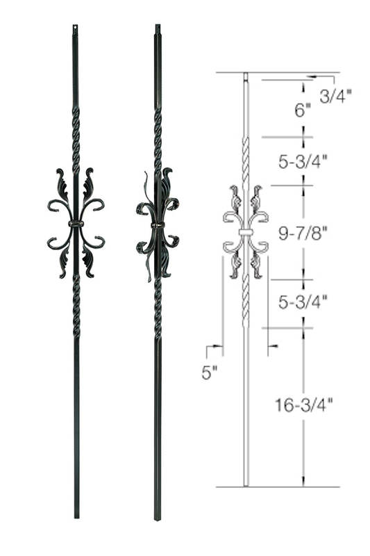 T55 Iron Baluster ⋅ Feather Scroll ⋅ 1/2" Square