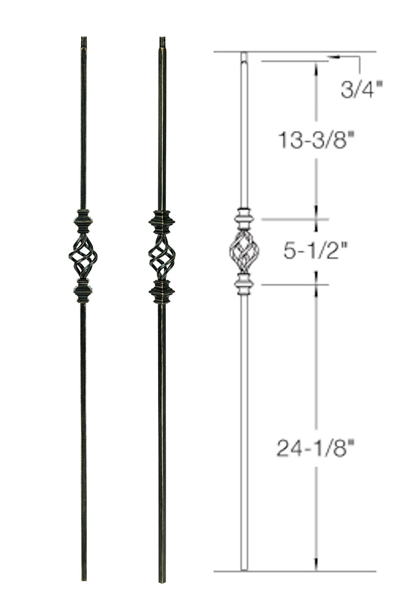 T62 Iron Baluster ⋅ Single Basket with Knuckles ⋅ 1/2" Square