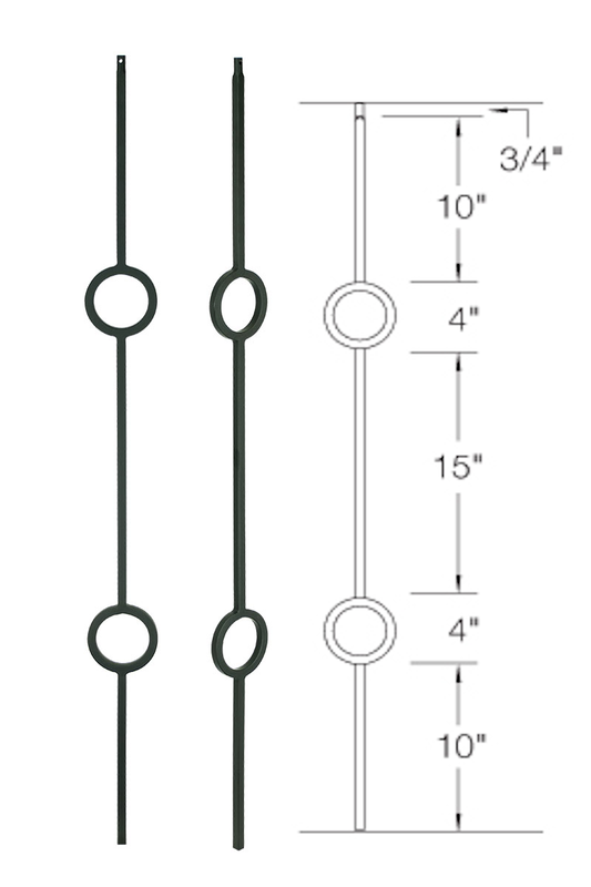T73 Iron Baluster ⋅ Double Circle ⋅ 1/2" Square