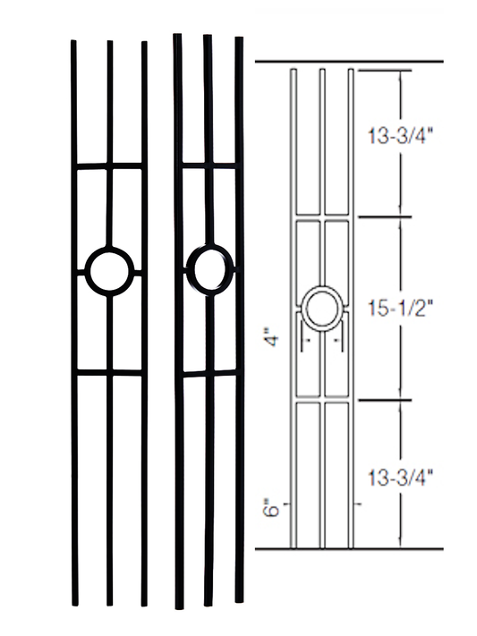 T74 Iron Baluster ⋅ Circle Panel ⋅ 1/2" Square