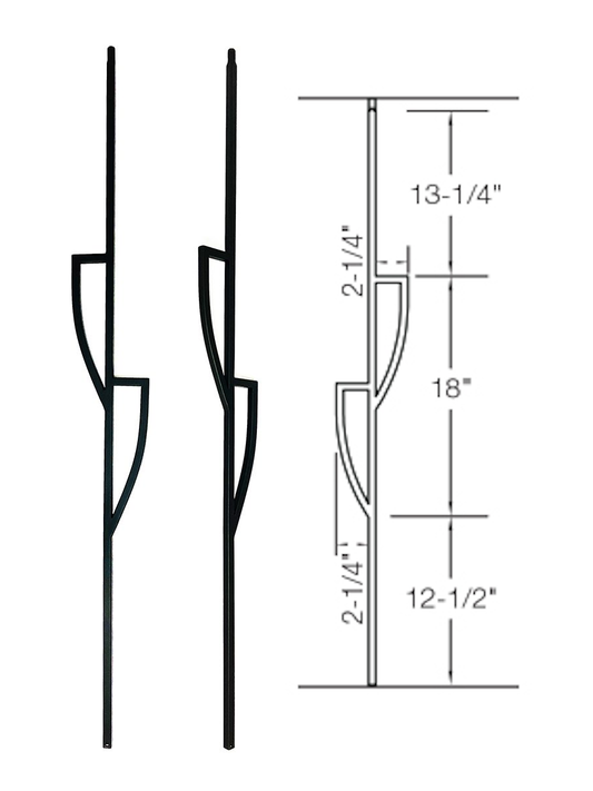 T79 Iron Baluster ⋅ Split Shield ⋅ 1/2" Square