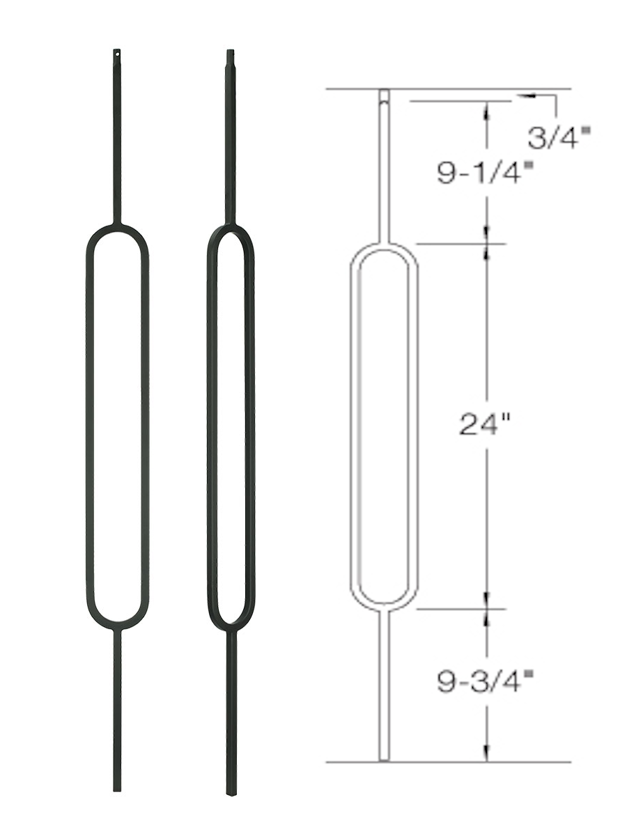 T80 Iron Baluster ⋅ Single Oval ⋅ 1/2" Square