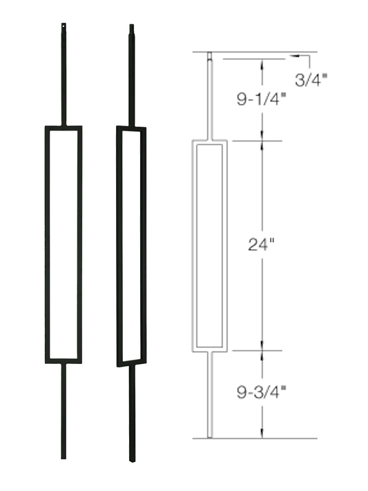 T81 Iron Baluster ⋅ Single Rectangle ⋅ 1/2" Square