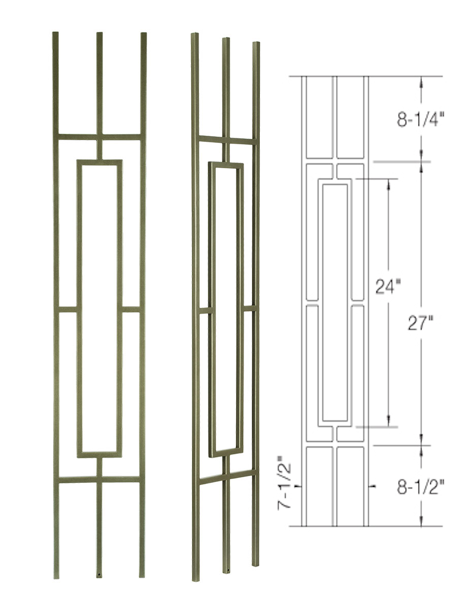 T813 Iron Baluster ⋅ Rectangular Panel ⋅ 1/2" Square