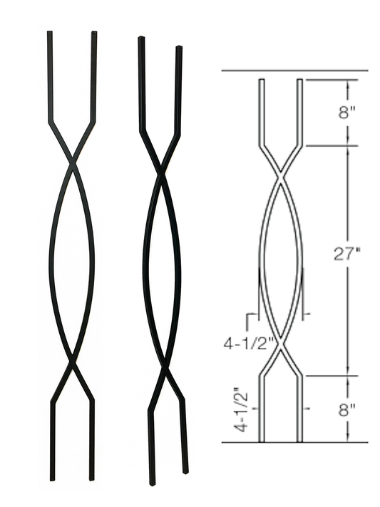 T85 Iron Baluster ⋅ Double Helix ⋅ 1/2" Square