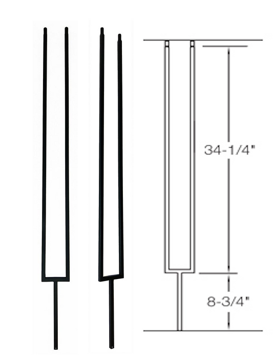 T87 Iron Baluster ⋅ Split Rectangle ⋅ 1/2" Square