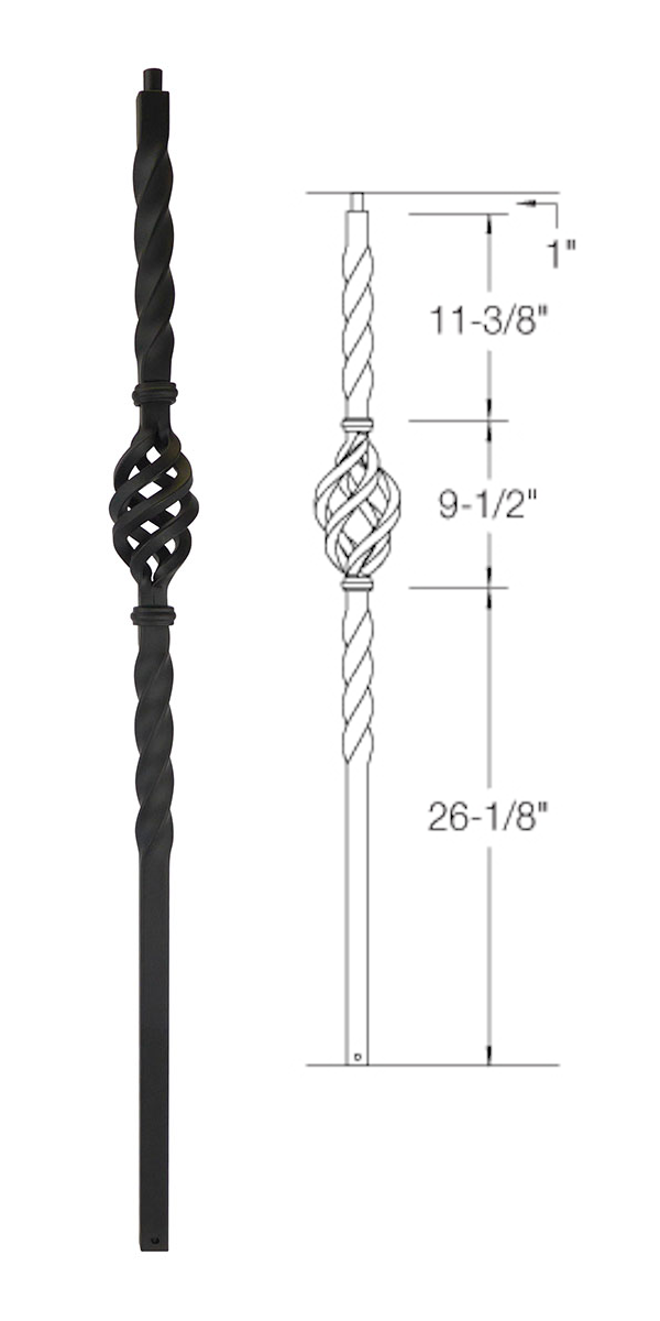 TN04 Iron Newel ⋅ Single Basket ⋅ 1-3/16" Square