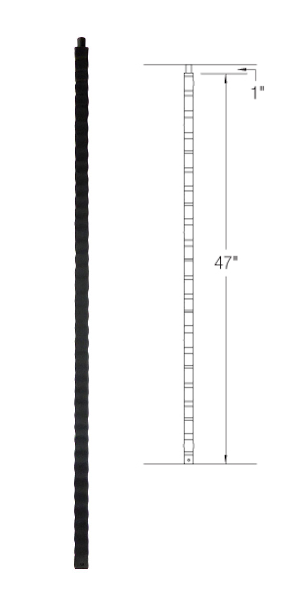 TN33 Iron Newel ⋅ Hammered Edge: Plain ⋅ 1-3/16" Square