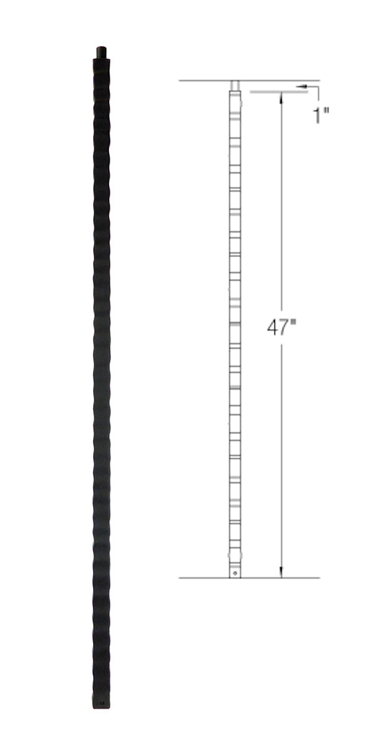 TN33 Iron Newel ⋅ Hammered Edge: Plain ⋅ 1-3/16" Square