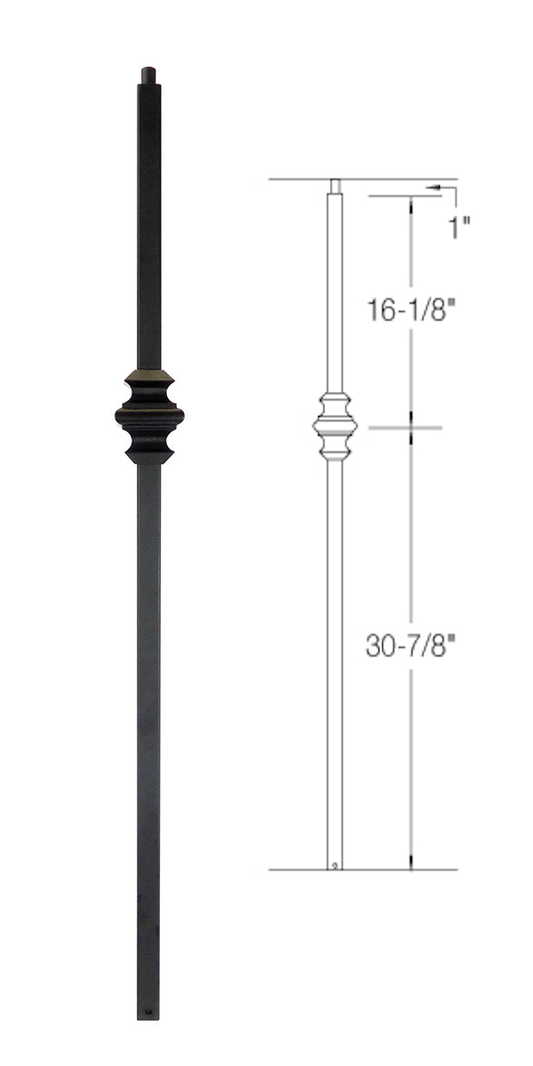 TN60 Iron Newel ⋅ Single Knuckle ⋅ 1-3/16" Square