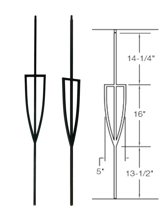 T78 Iron Baluster ⋅ Shield ⋅ 1/2" Square