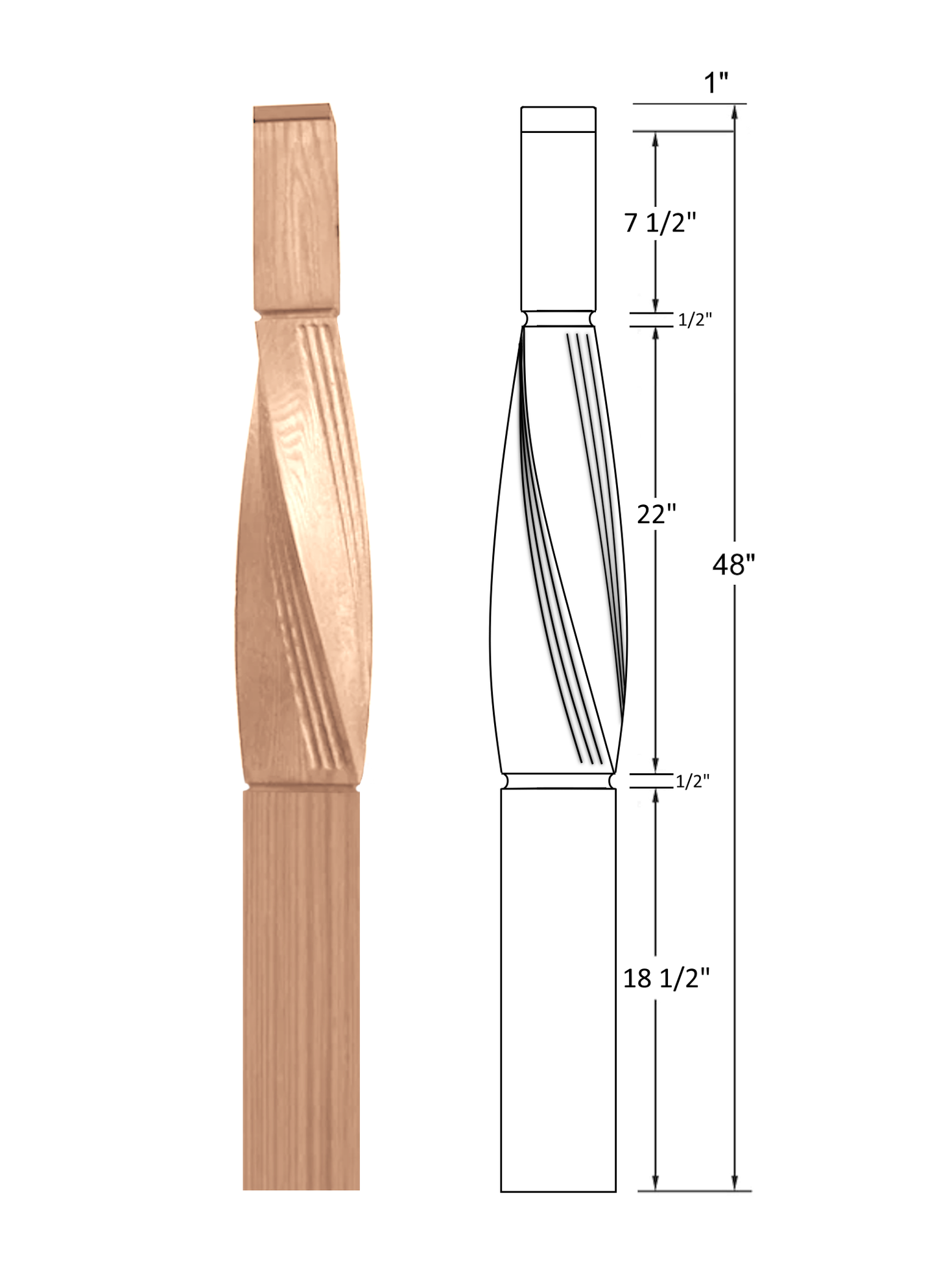 TWIST TRIPPLE FLUTED POST